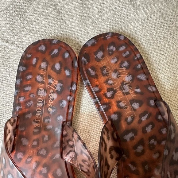 NWOB ANTHROPOLOGIE x MATISSE Leopard Print Jelly Sandals Square Toe Brown - Picture 8 of 10